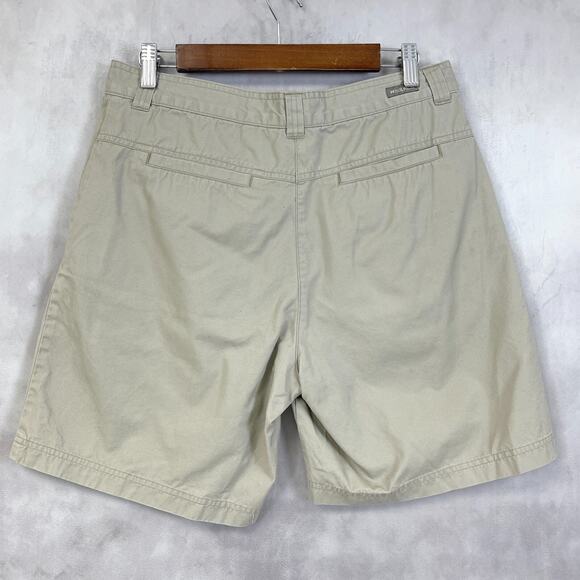 Woolrich Womens 10 Khaki Shorts Waking Safari Classic Minimalist Pleated Retro - Picture 3 of 9